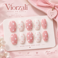Viorzali™ Pink & White Polka Dot Press-On Nails — design overview