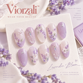 Viorzali™ Lavender Bloom Floral Press-On Nails — design overview