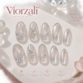 Viorzali™ Crystal Silver Glitter Press-On Nails — design overview